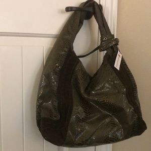 Hunter Green Faux Snakeskin Bag